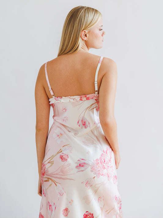 Silk Blush Pink Midi Dress