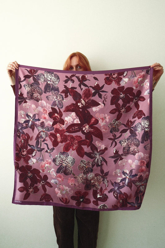 Large Bramble Orchid Silk Scarf