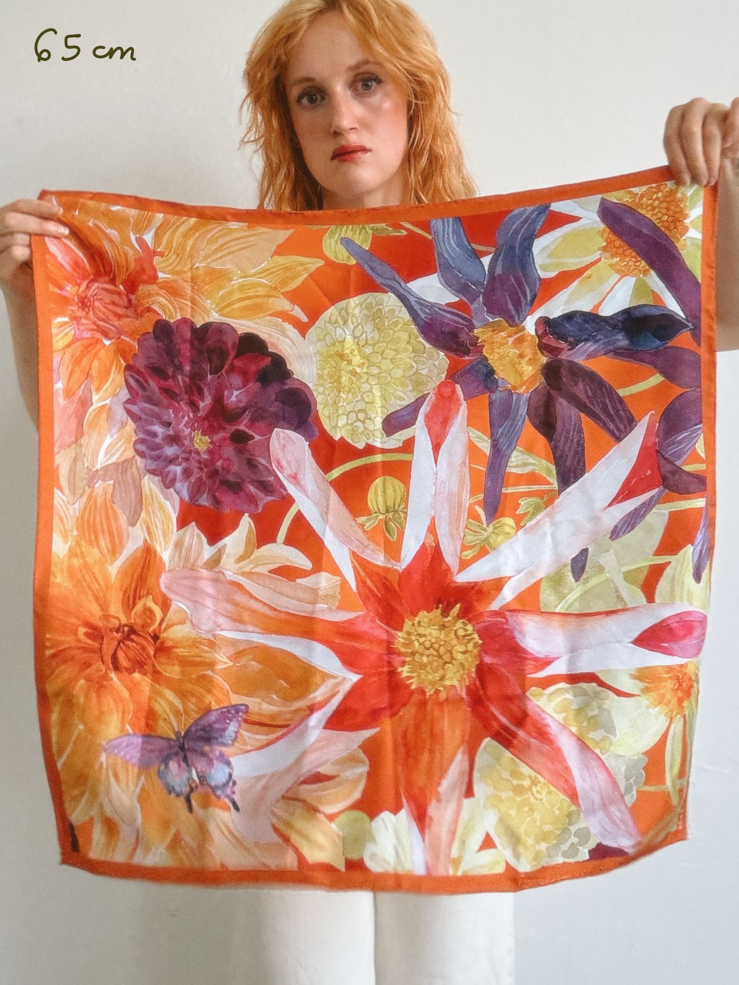 Tangerine Dream Dahlia Silk Scarf