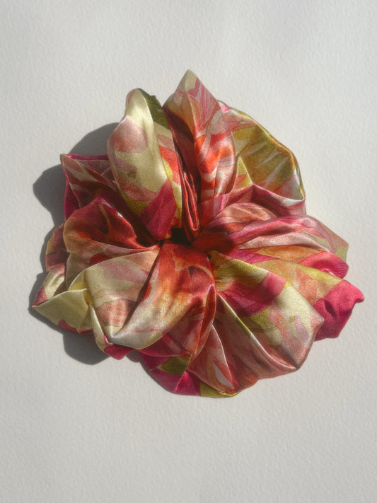 Dahlia Sorbet Silk Scrunchie