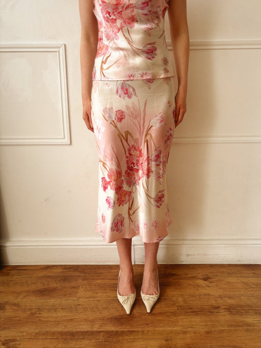 Blush Pink Silk Midi Skirt (Coming Soon)