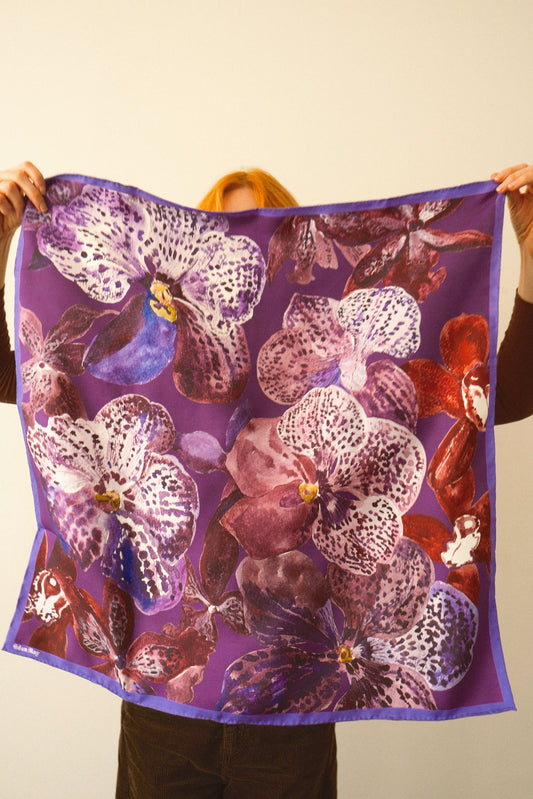 Royal Purple Orchid Silk Scarf