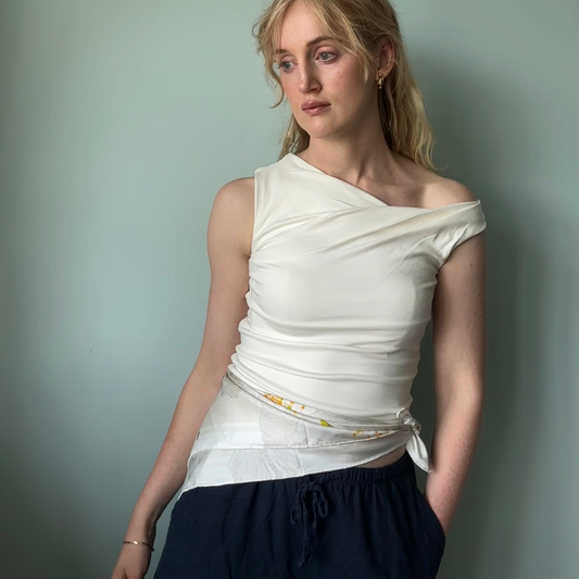 White Blossom Silk Scarf