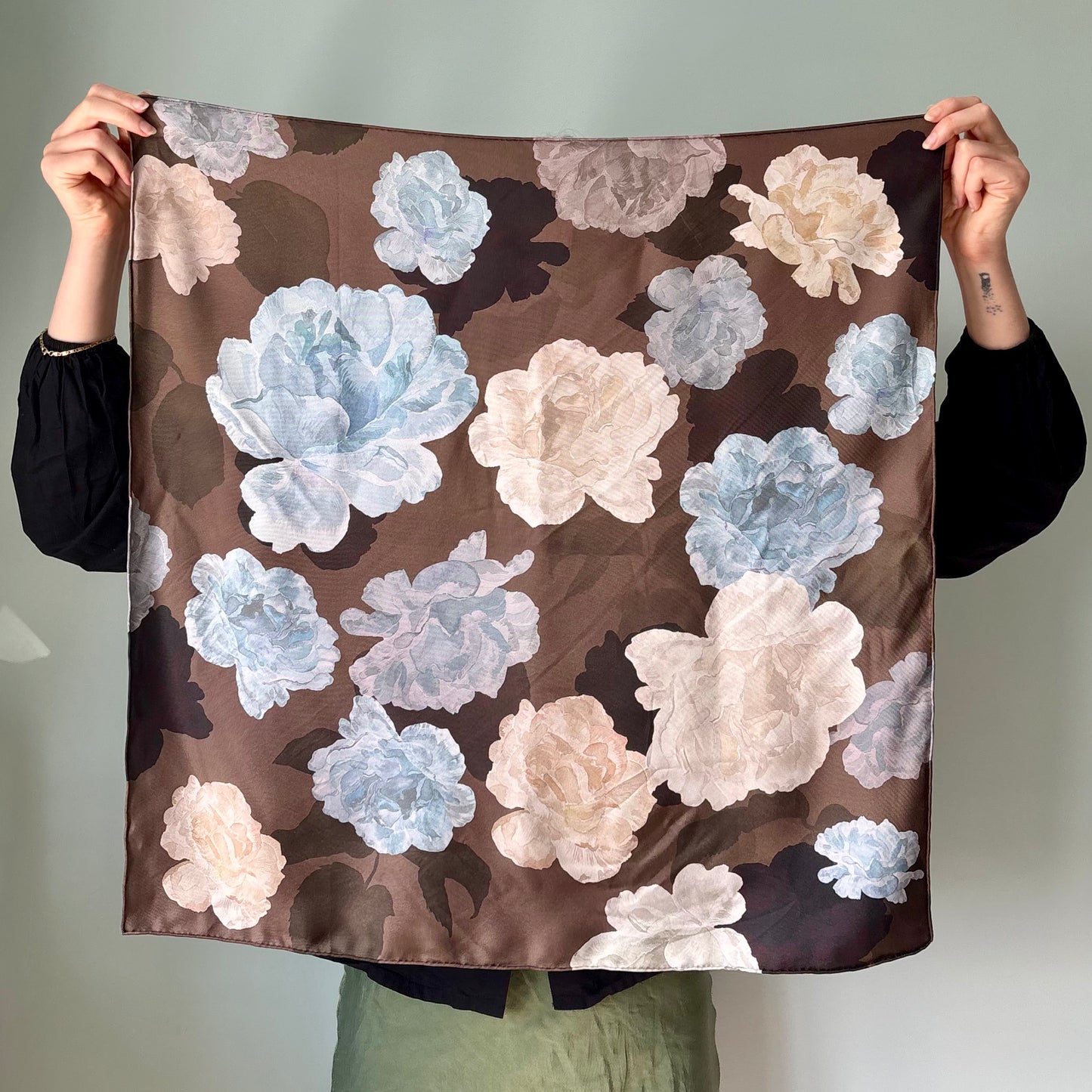 Sapphire Rose Silk Scarf