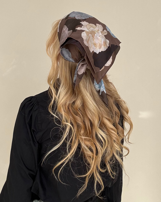 Sapphire Rose Silk Scarf