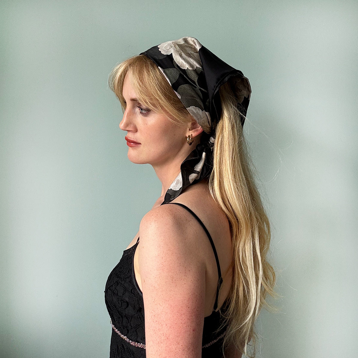 Black Rose Silk Scarf