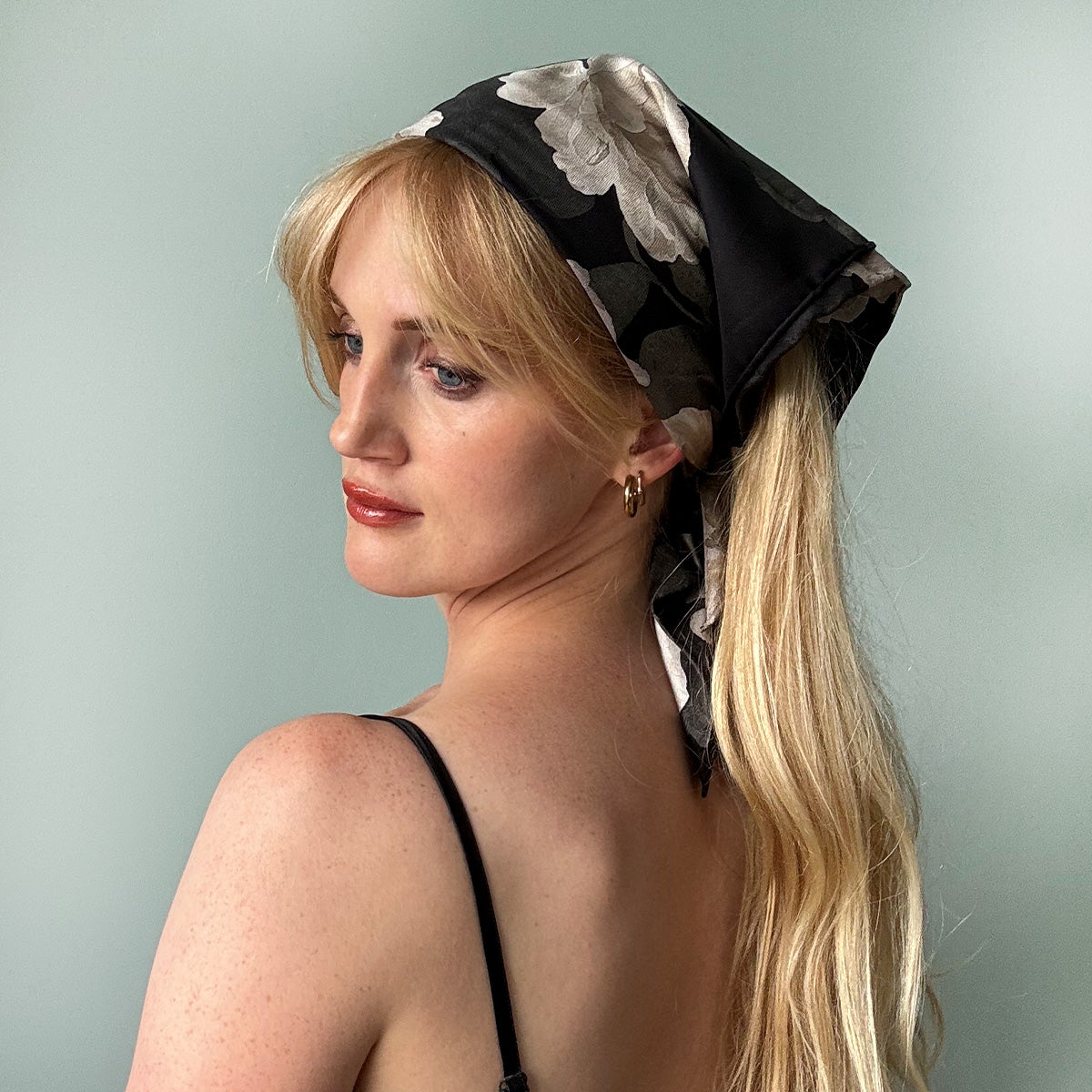 Black Rose Silk Scarf