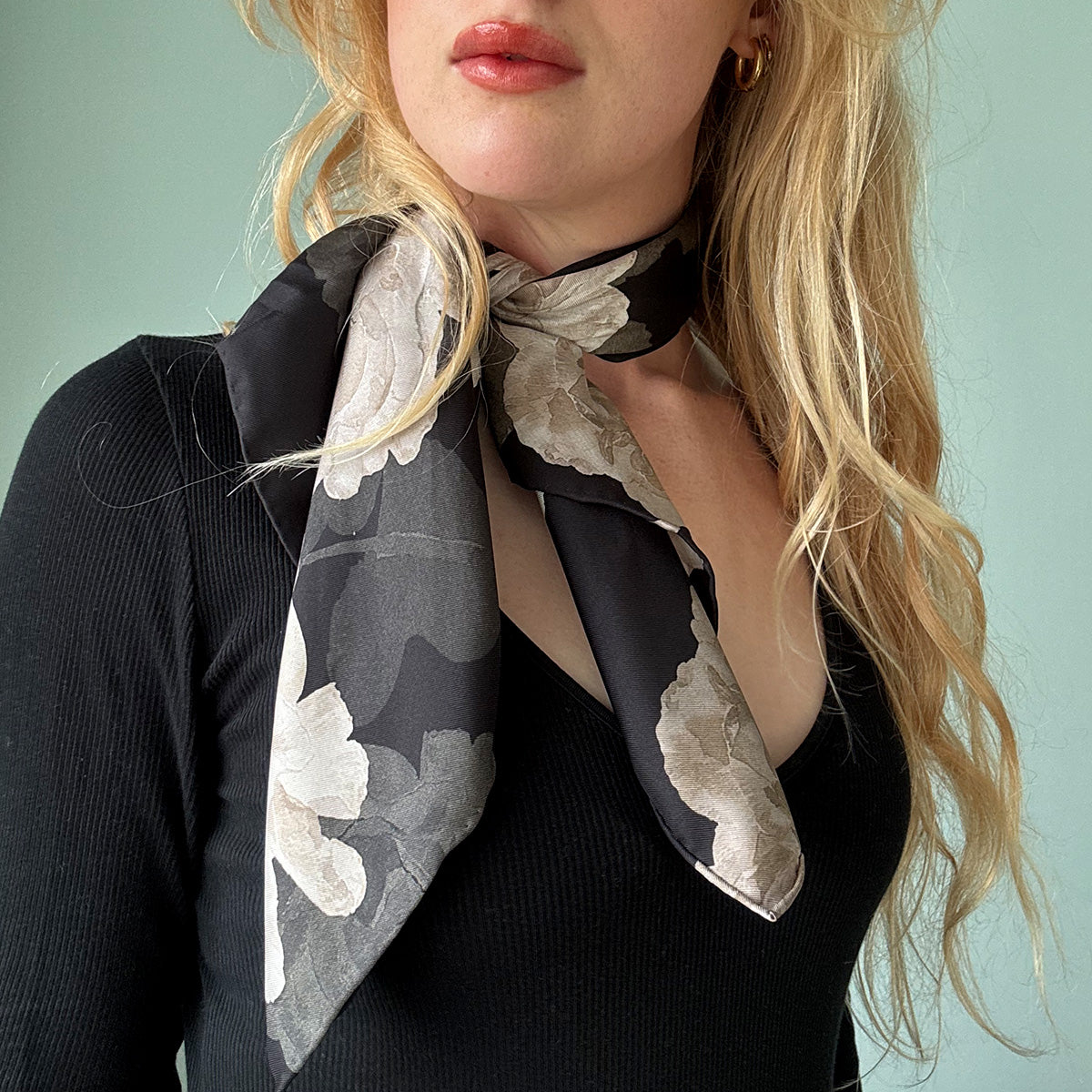 Black Rose Silk Scarf