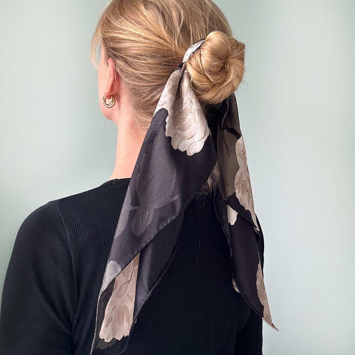 Black Rose Silk Scarf