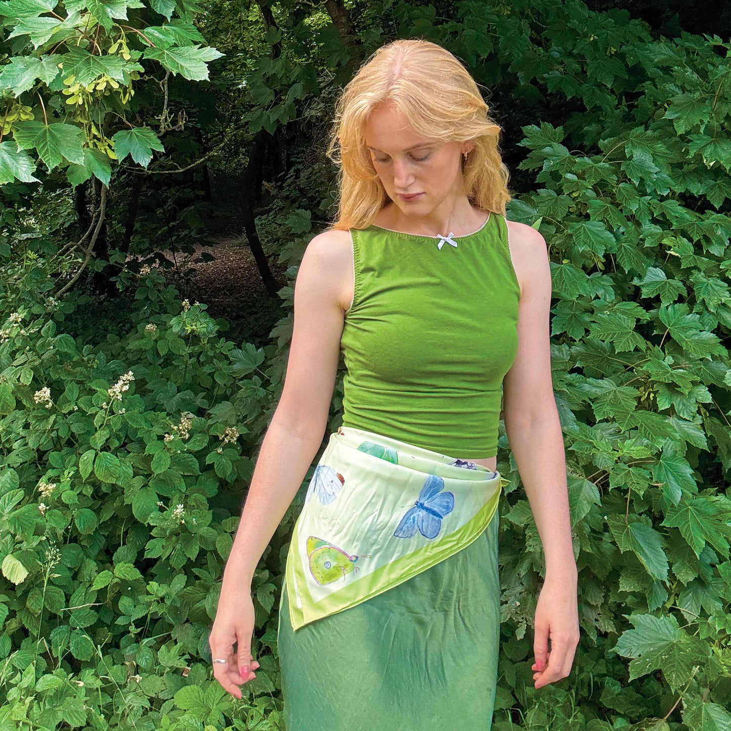 Matcha Butterfly Silk Scarf