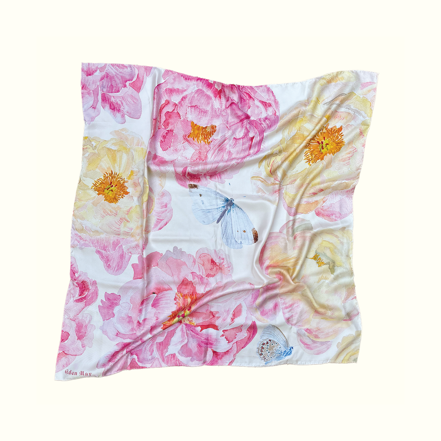 Large Peony Silk Scarf 90