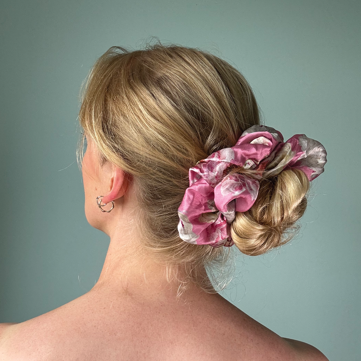 Peony Pink Silk Scrunchie