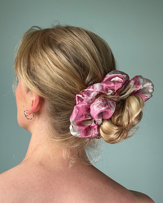 Peony Pink Silk Scrunchie