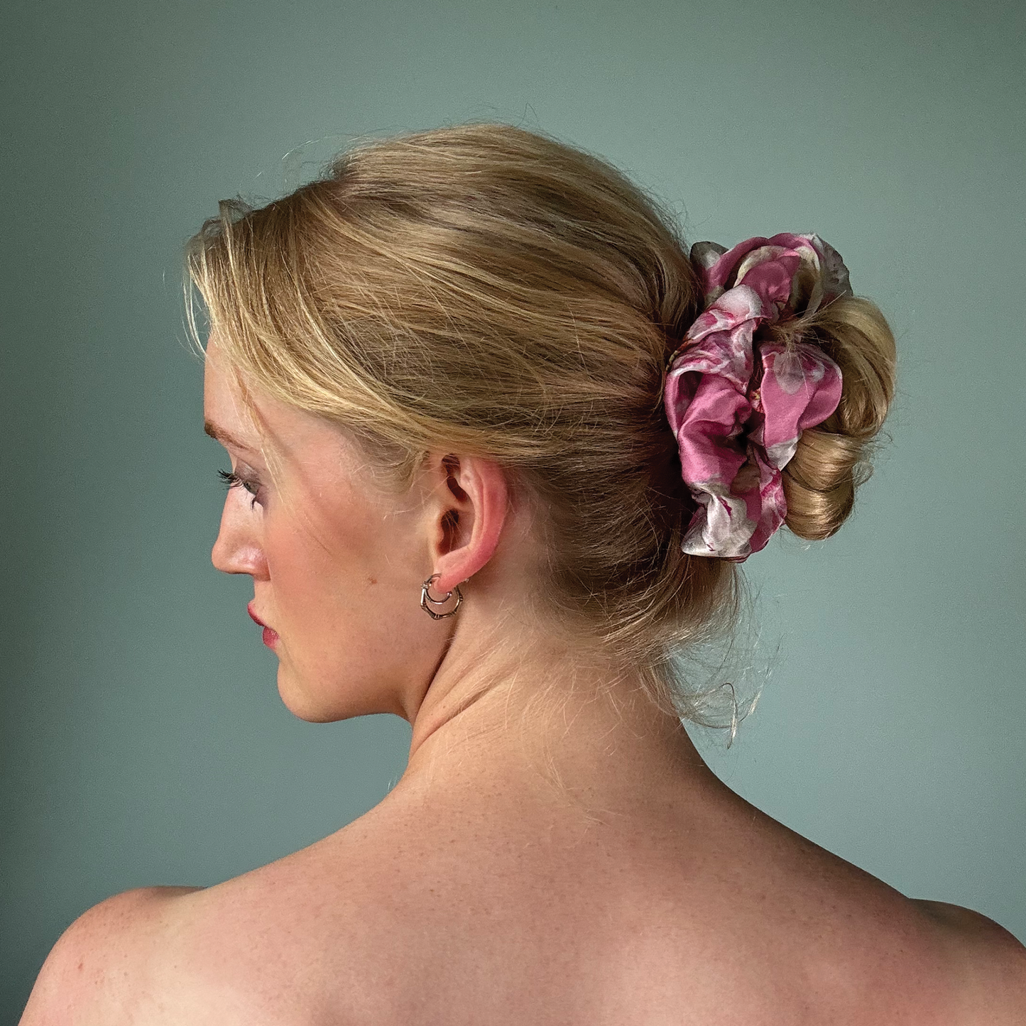Peony Pink Silk Scrunchie