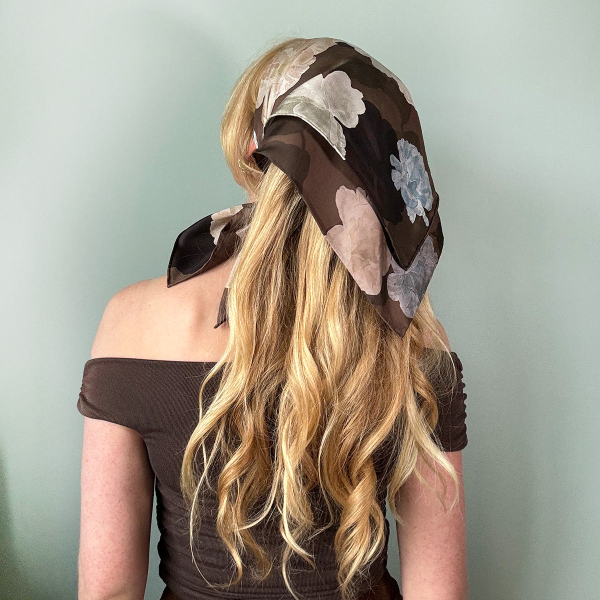 Sapphire Rose Silk Scarf