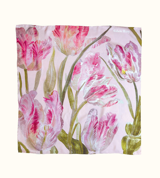 Tulip Pink Silk Scarf