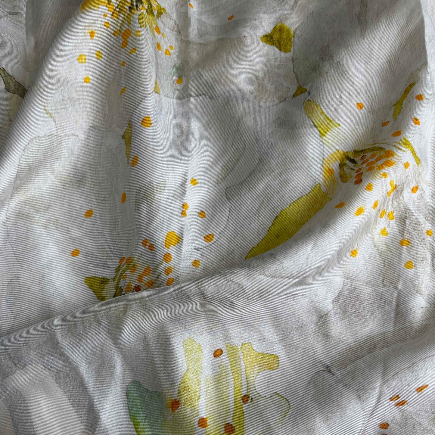 White Blossom Silk Scarf