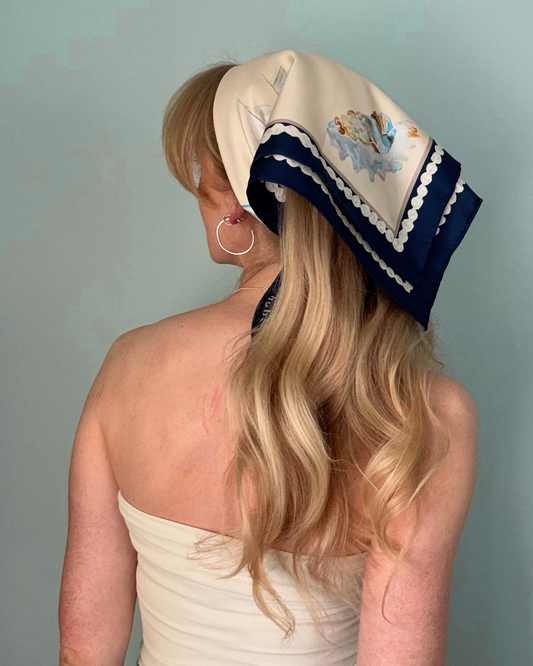 Navy Seashell Scarf