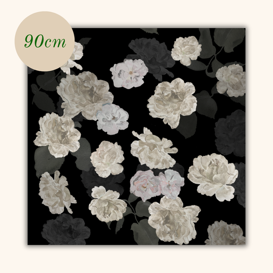 Large Black Rose Silk Scarf