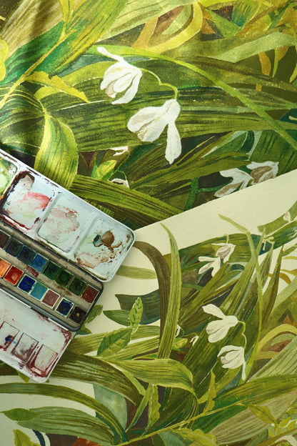Large Moss Orchid Silk Scarf