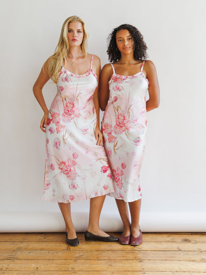Silk Blush Pink Midi Dress