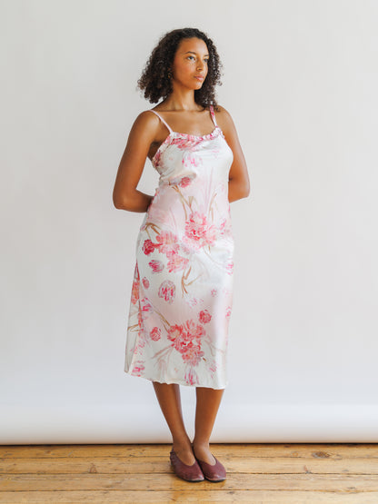 Silk Blush Pink Midi Dress