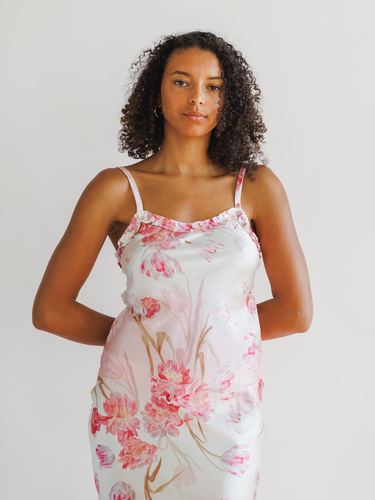 Silk Blush Pink Midi Dress