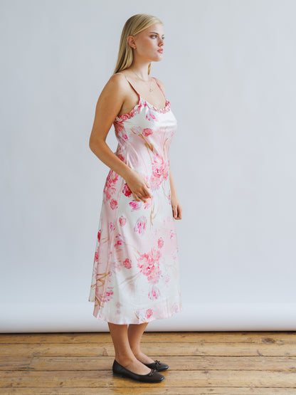 Silk Blush Pink Midi Dress