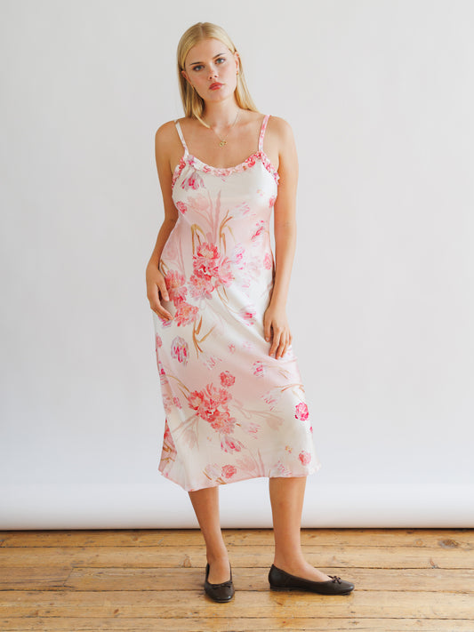 Silk Blush Pink Midi Dress