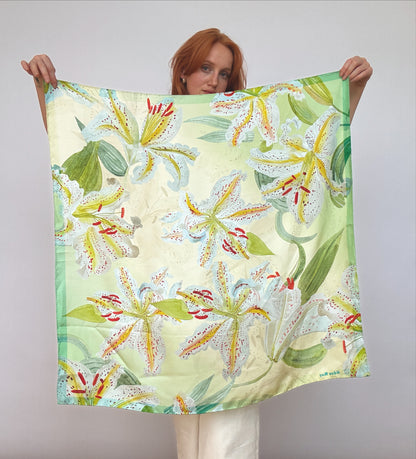 Large Lilium Silk Scarf 90