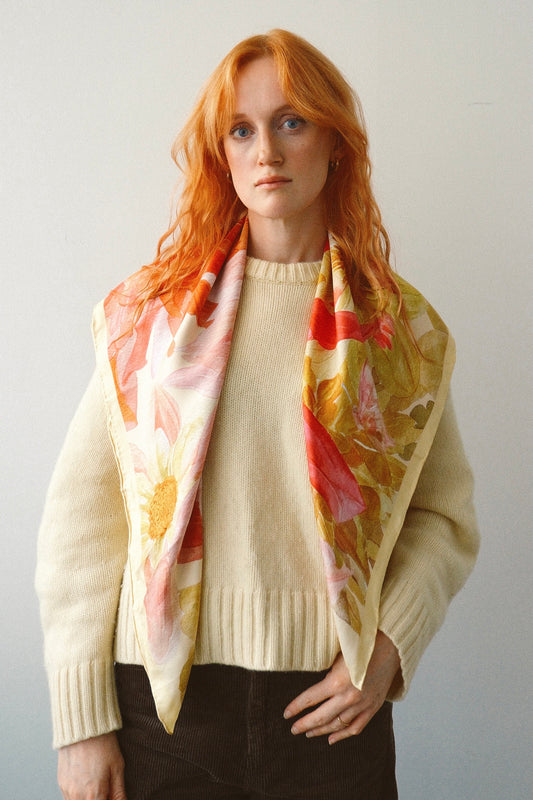 Golden Dahlia Silk Scarf