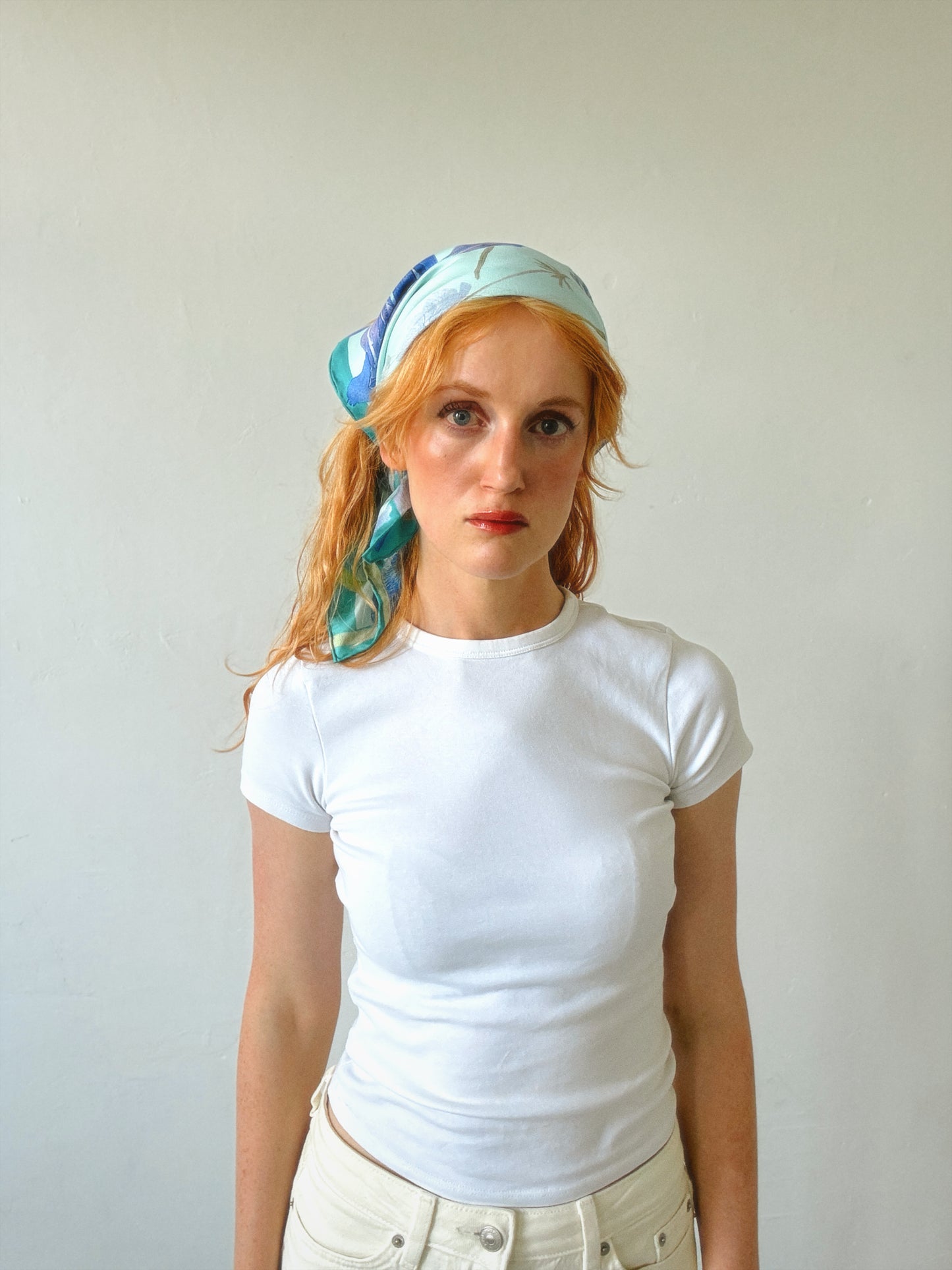 Iris Turquoise Silk Scarf 65