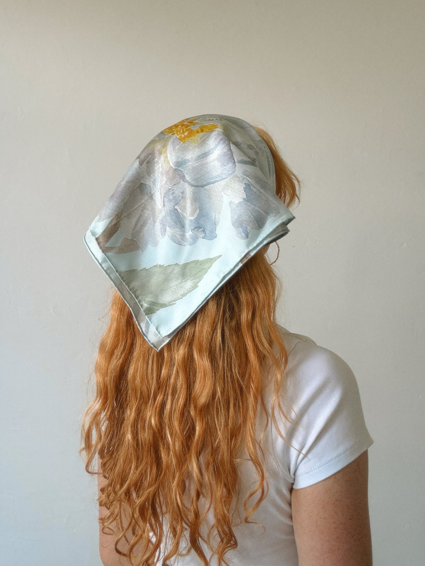 Marie Light Blue Butterfly Silk Scarf 65