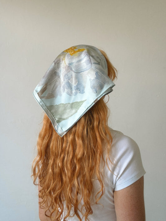 Marie Light Blue Butterfly Silk Scarf 65