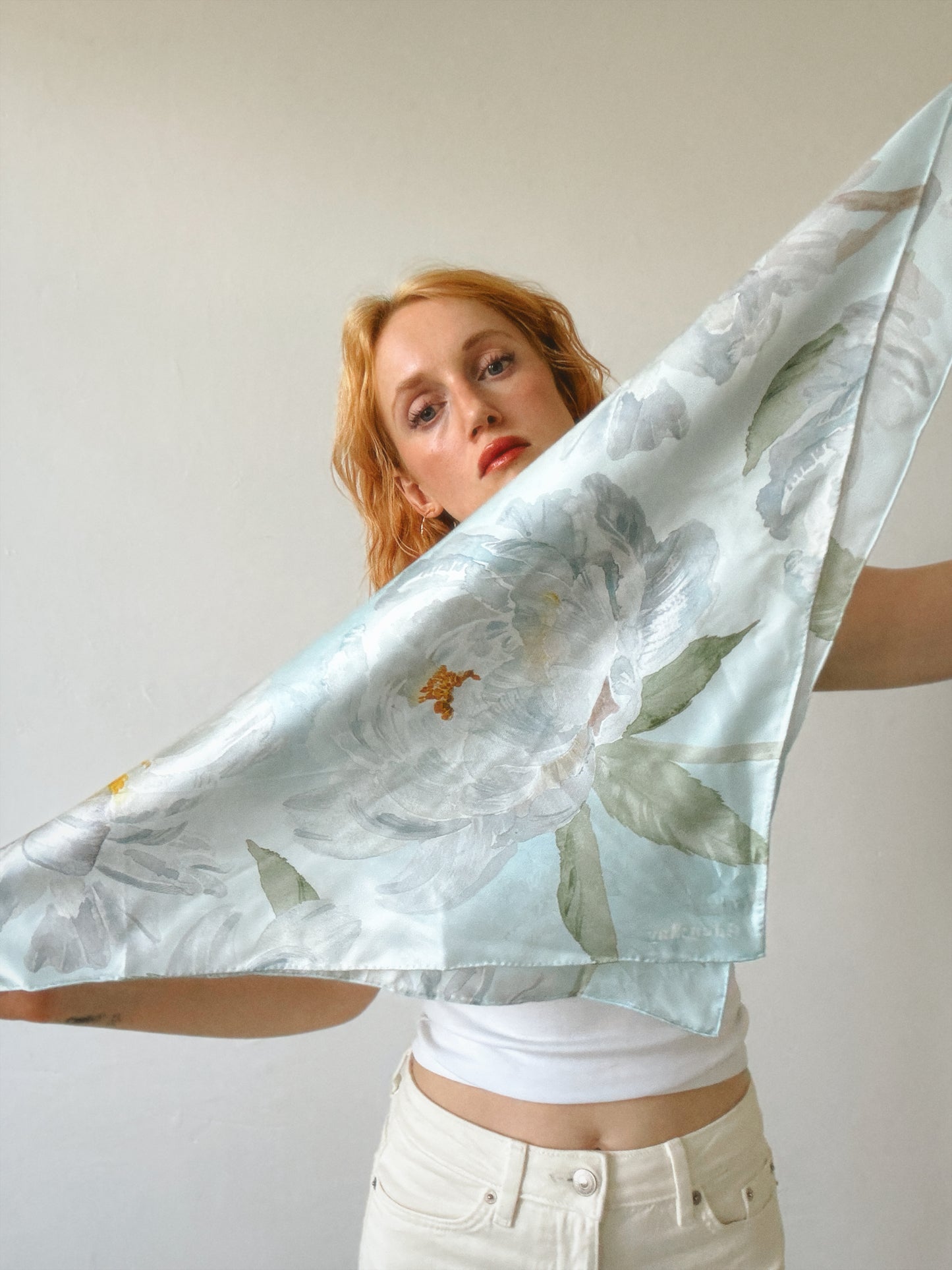 Marie Light Blue Butterfly Silk Scarf 65