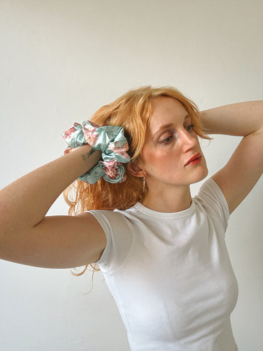 Marie Light Blue Silk Scrunchie