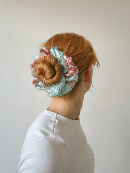 Marie Light Blue Silk Scrunchie
