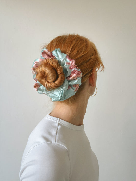 Marie Light Blue Silk Scrunchie