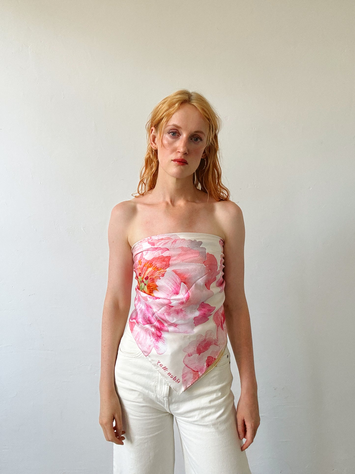 Large Peony Silk Scarf 90