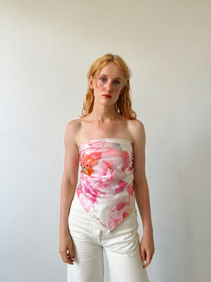 Large Peony Silk Scarf 90