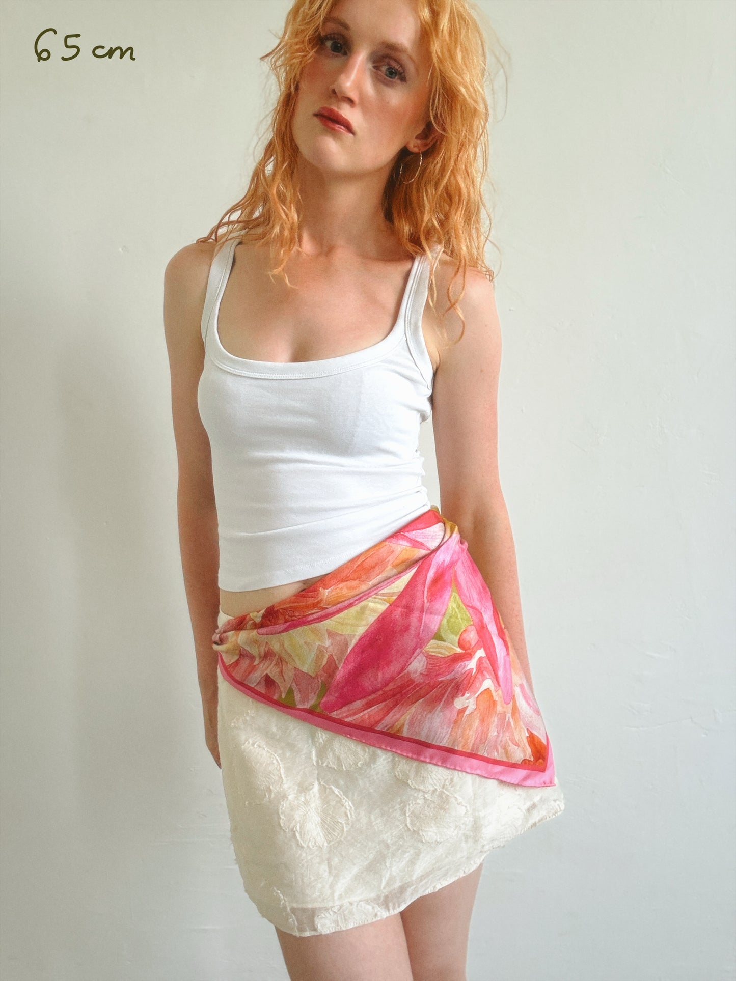 Strawberry Sorbet Dahlia Silk Scarf