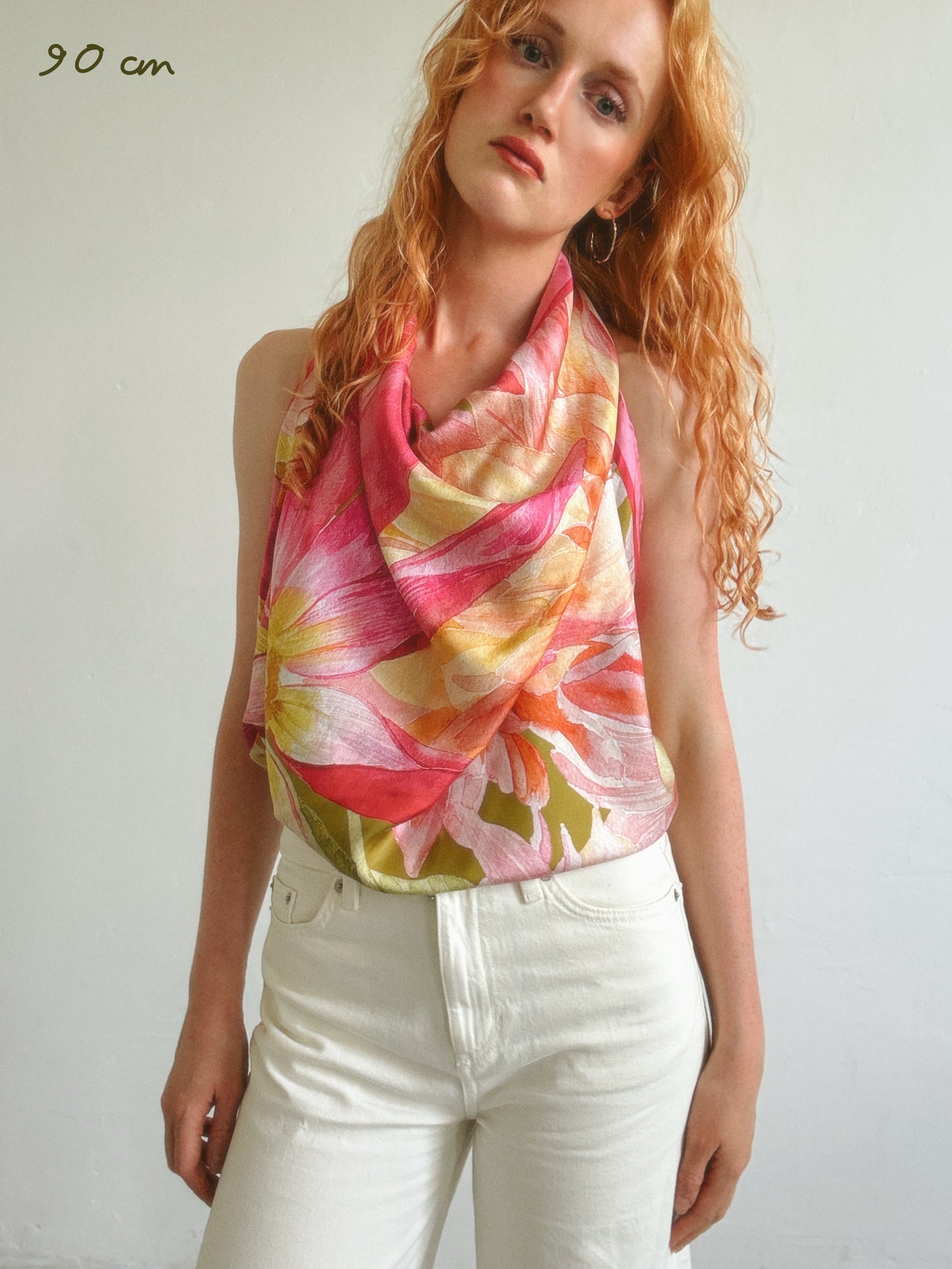 Strawberry Sorbet Dahlia Silk Scarf