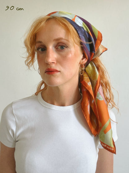 Tangerine Dream Dahlia Silk Scarf