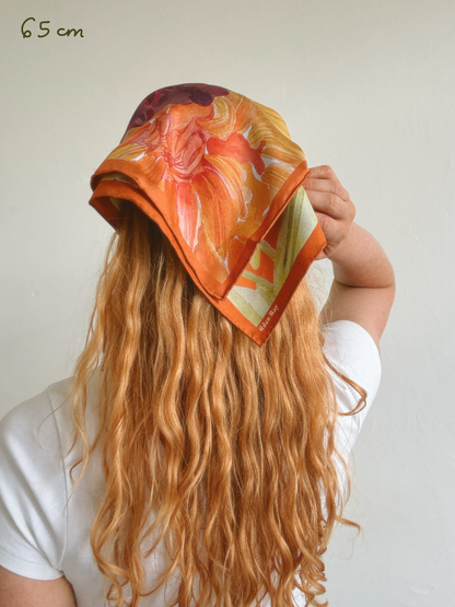 Tangerine Dream Dahlia Silk Scarf