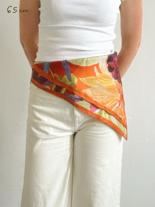 Tangerine Dream Dahlia Silk Scarf