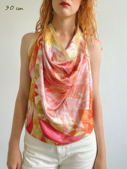 Golden Dahlia Silk Scarf