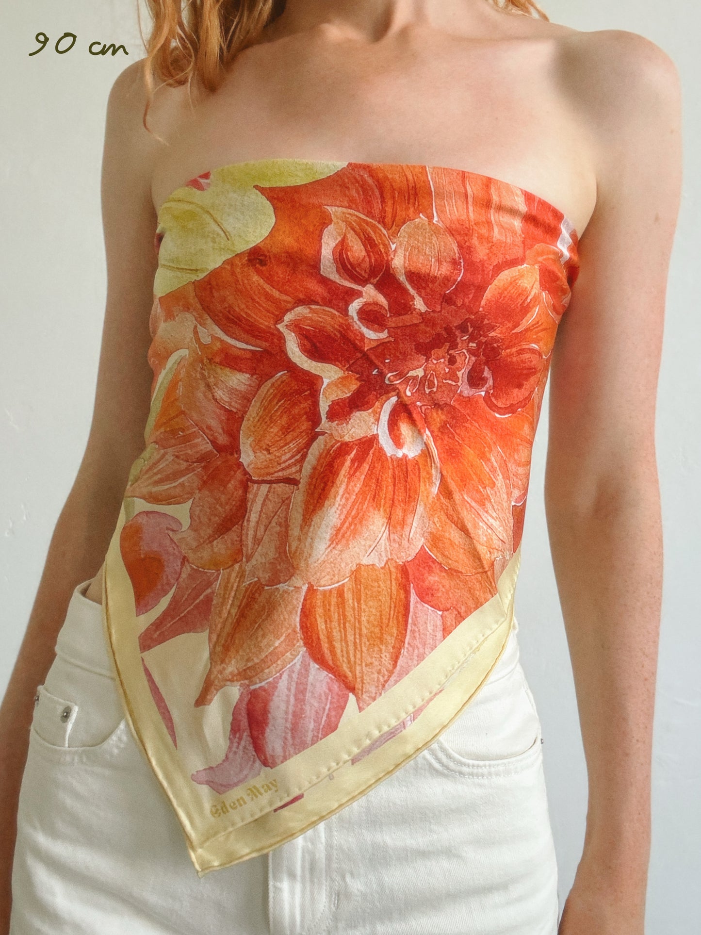 Golden Dahlia Silk Scarf