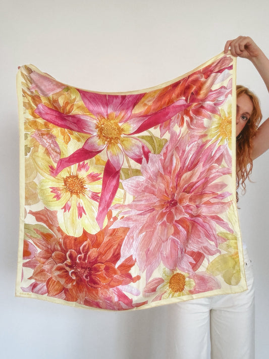 Golden Dahlia Silk Scarf