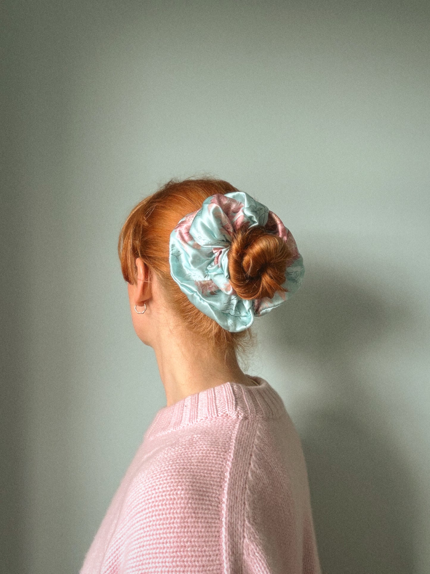 Marie Light Blue Silk Scrunchie