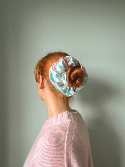 Marie Light Blue Silk Scrunchie